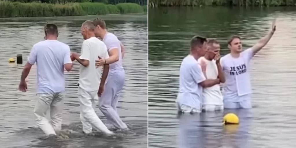 Homem em estado terminal é batizado em lago na Holanda e afirma que sua fé está mais forte