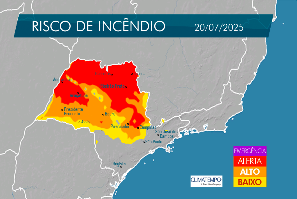Defesa Civil mantém alerta máximo para risco de incêndios na região de Franca