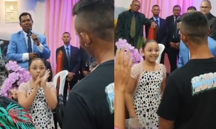 Surdo se rende a Jesus após menina traduzir apelo em Libras durante culto na Paraíba