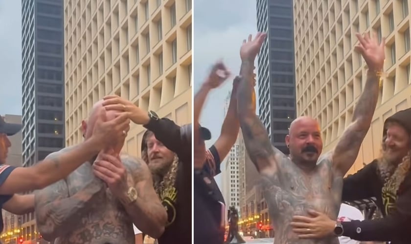 Homem é batizado em piscina improvisada na caçamba de caminhonete em Chicago: “Dias de avivamento”