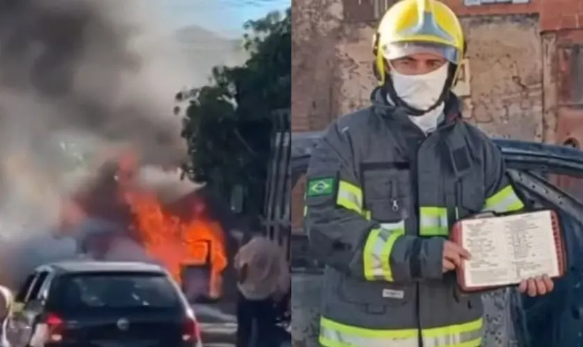 Bíblia permanece intacta após carro ser destruído por incêndio em Goiás