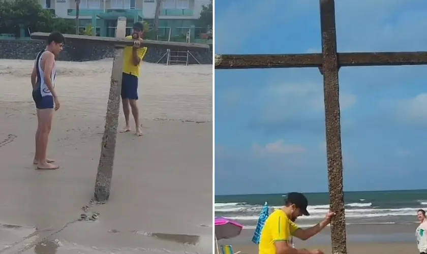 Família encontra cruz no mar durante Páscoa e relato emociona nas redes sociais