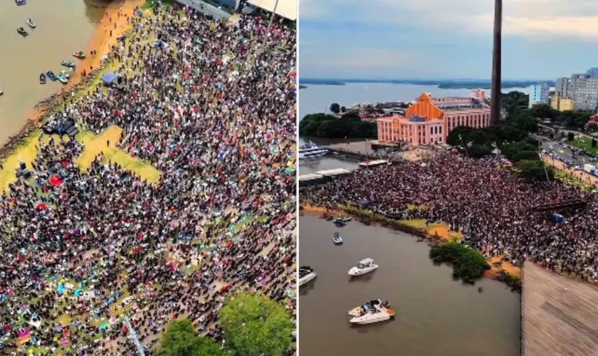 Mais de 25 mil pessoas lotam Orla do Guaíba em culto gigante e emocionam Porto Alegre