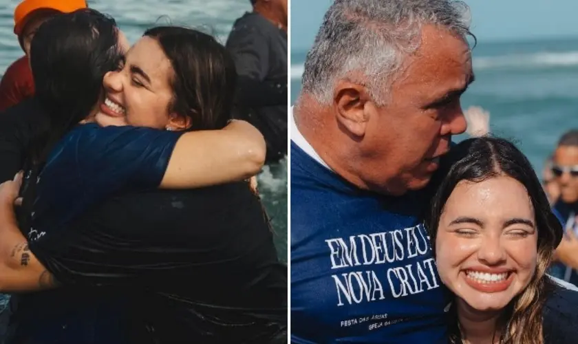 Jovem vê promessa de Deus se cumprir ao testemunhar batismo dos pais em praia do Rio de Janeiro