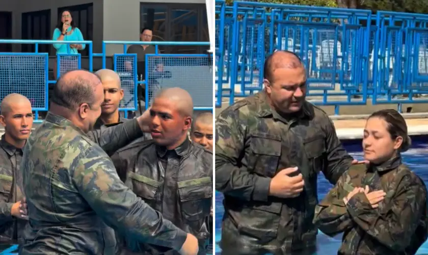 Batismo emociona na FAB: jovens militares entregam suas vidas a Cristo
